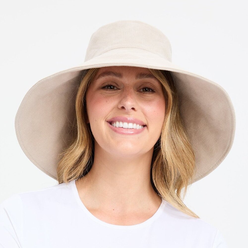 Solbari Ultra Wide Cotton Linen Hat UPF50+